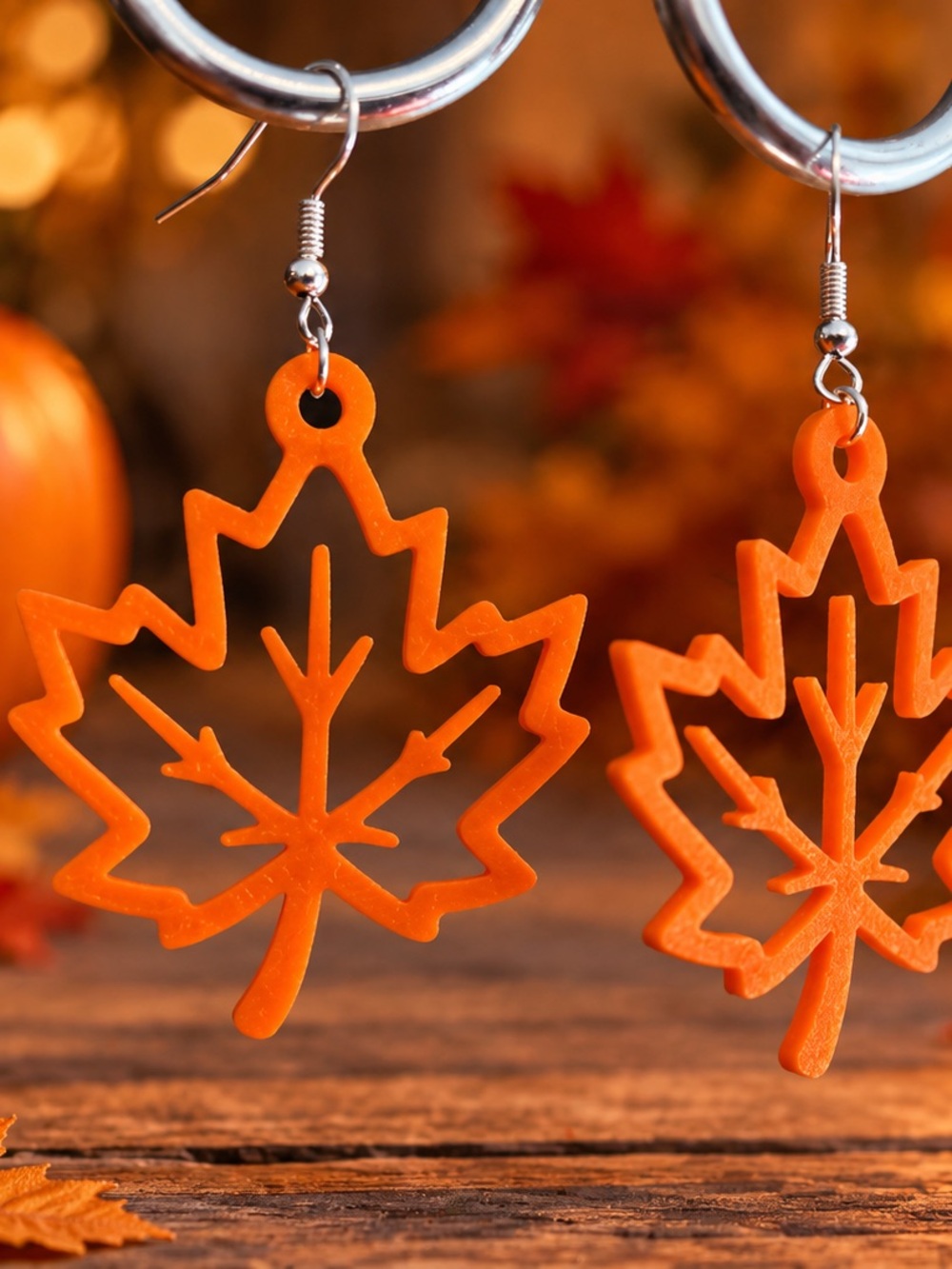 Orange Maple Leaf Drop Earrings - Women Jewelry